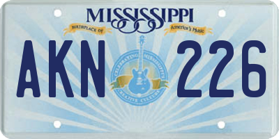 MS license plate AKN226