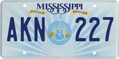MS license plate AKN227