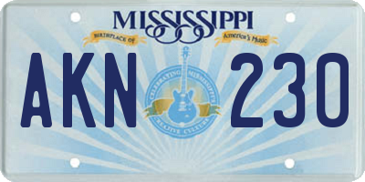 MS license plate AKN230