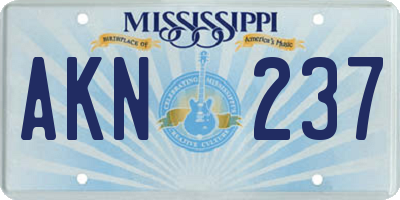MS license plate AKN237