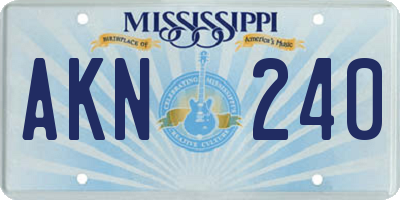 MS license plate AKN240
