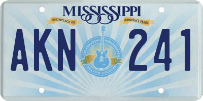 MS license plate AKN241