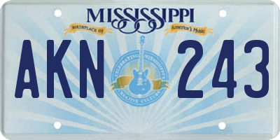 MS license plate AKN243