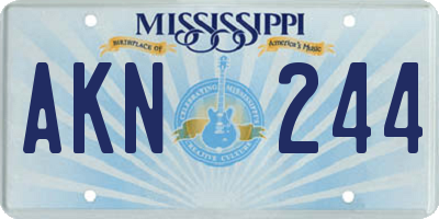 MS license plate AKN244