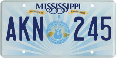 MS license plate AKN245
