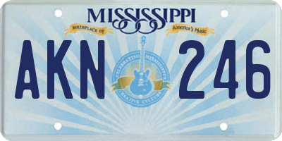 MS license plate AKN246