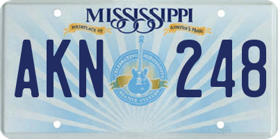 MS license plate AKN248