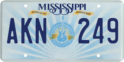 MS license plate AKN249