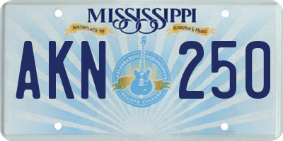 MS license plate AKN250