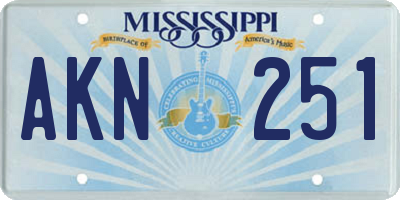 MS license plate AKN251