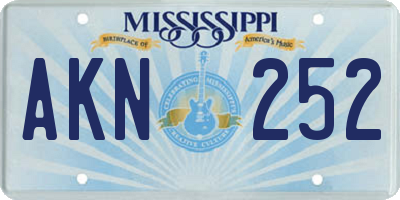 MS license plate AKN252
