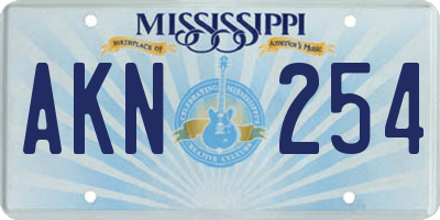 MS license plate AKN254