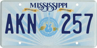 MS license plate AKN257