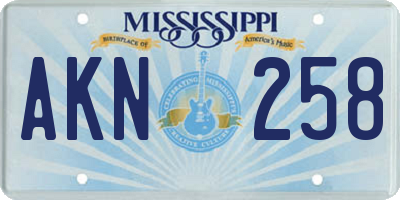 MS license plate AKN258