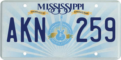 MS license plate AKN259