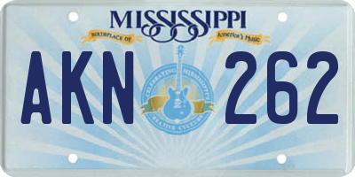 MS license plate AKN262