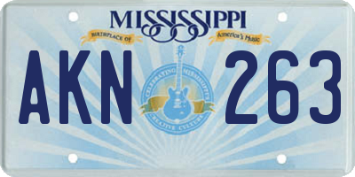MS license plate AKN263