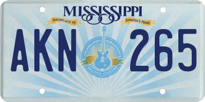 MS license plate AKN265
