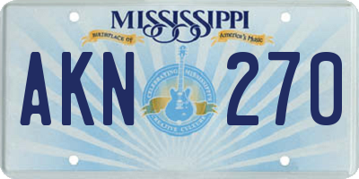 MS license plate AKN270