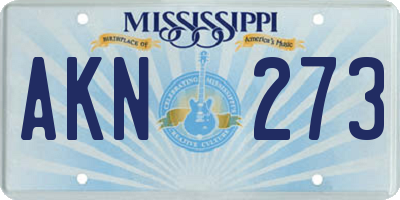MS license plate AKN273