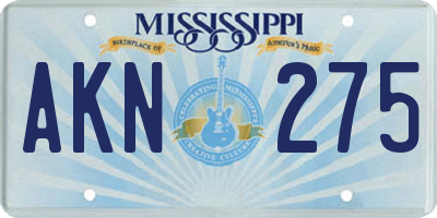 MS license plate AKN275