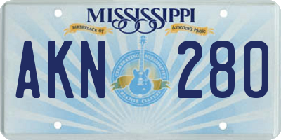 MS license plate AKN280
