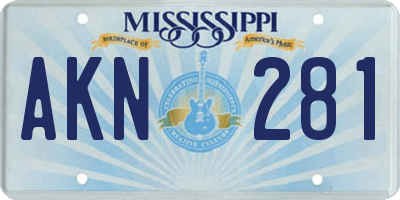 MS license plate AKN281