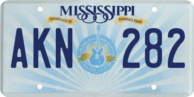 MS license plate AKN282