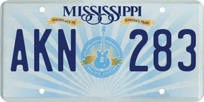 MS license plate AKN283