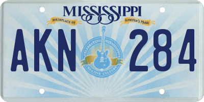MS license plate AKN284