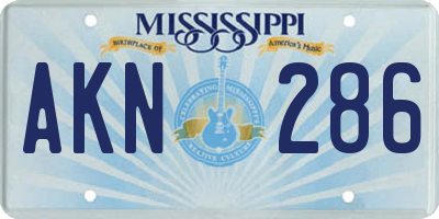 MS license plate AKN286