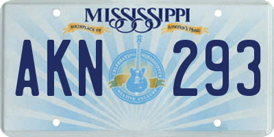 MS license plate AKN293