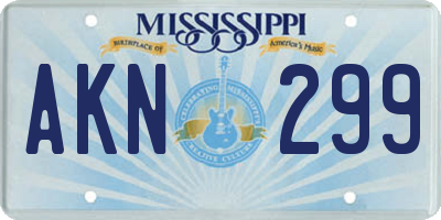 MS license plate AKN299