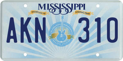 MS license plate AKN310