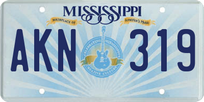 MS license plate AKN319