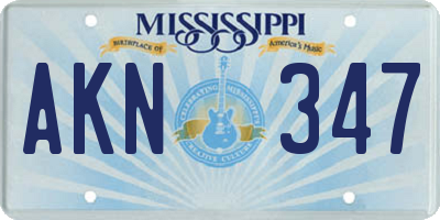 MS license plate AKN347