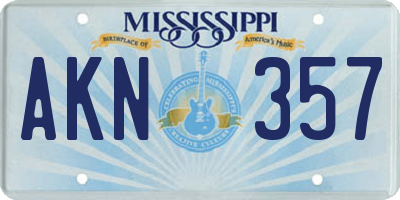 MS license plate AKN357