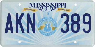MS license plate AKN389