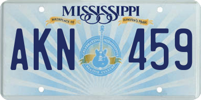 MS license plate AKN459