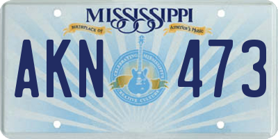 MS license plate AKN473