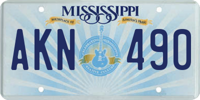 MS license plate AKN490