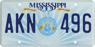 MS license plate AKN496