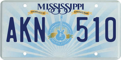 MS license plate AKN510