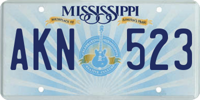 MS license plate AKN523