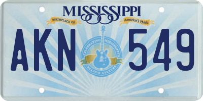 MS license plate AKN549
