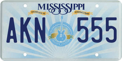 MS license plate AKN555