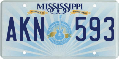 MS license plate AKN593