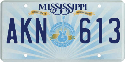 MS license plate AKN613