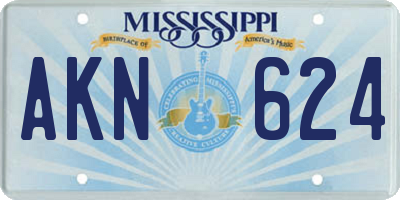 MS license plate AKN624