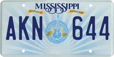 MS license plate AKN644